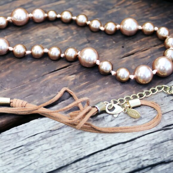 Chico's Faux Rose Gold Pearl Necklace - Picture 6 of 9